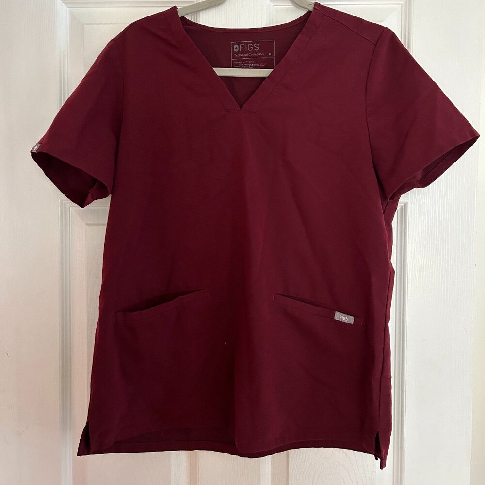 Figs Burgundy Casma Scrub Top